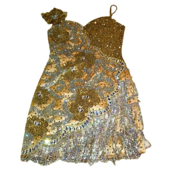 👑Work of art Swarovski Crystals Couture Pageant Prom One of a kind Custom Dress - Picture 11 of 12